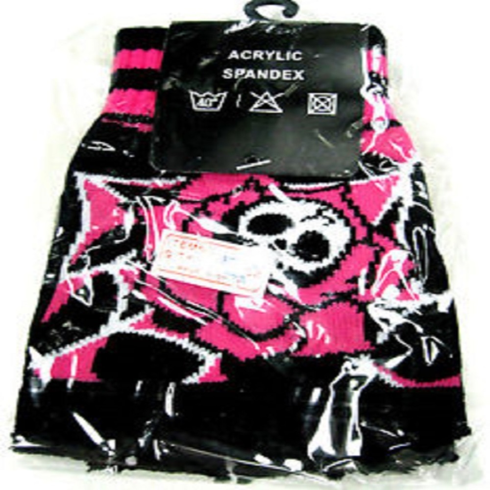 Pink Skull Finger-less Gloves